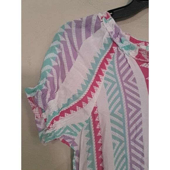 GOA Kids Beachwear by Japna Multicolor Geometric Beach Cover-Up Dress - Picture 3 of 6